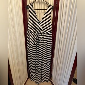 Torrid 2 black and white stripe sleeveless maxi dress